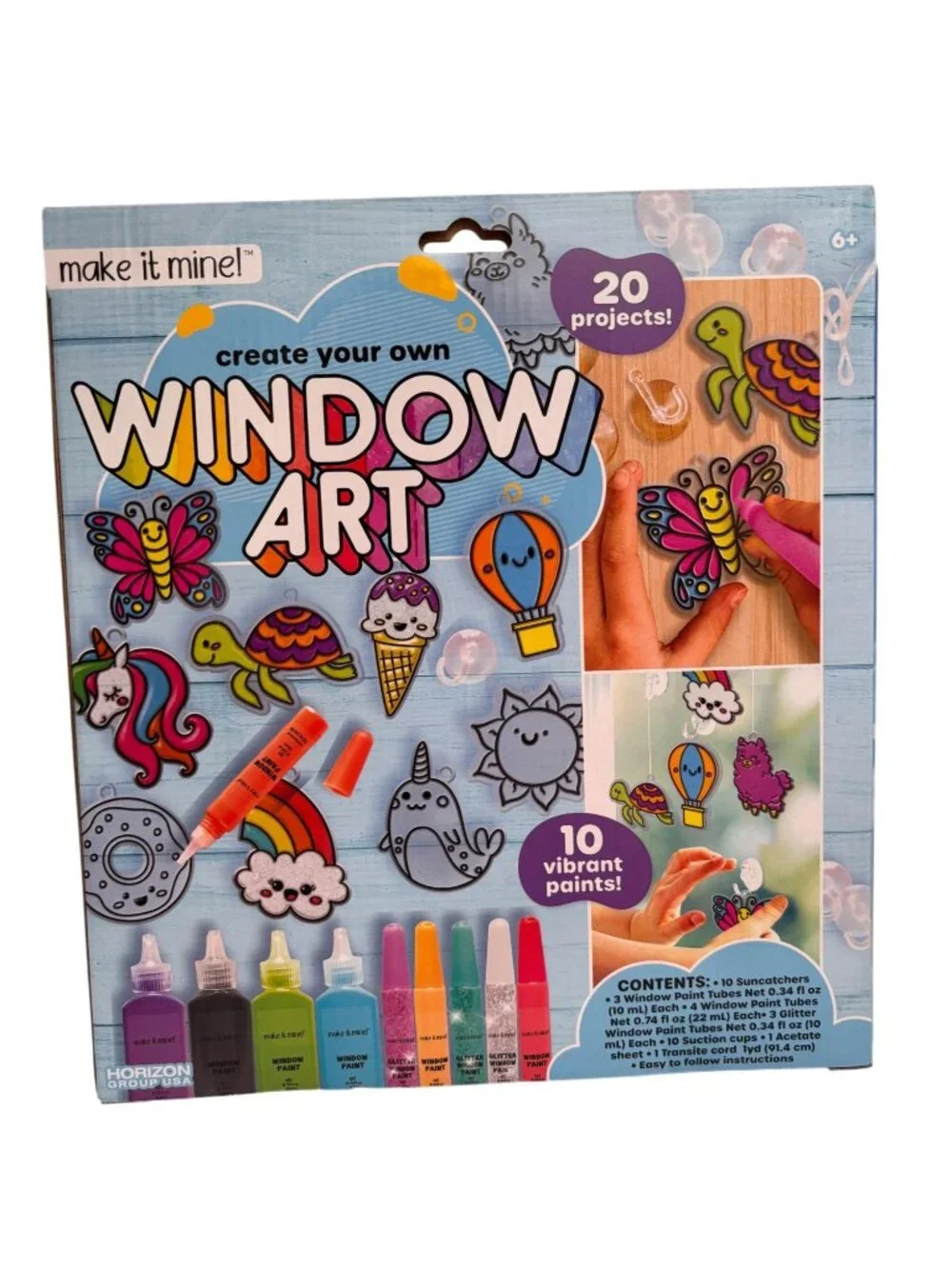 Make It Mine Window Art Kit With 10 Paints & 20 Projects For Kids Ages 6+